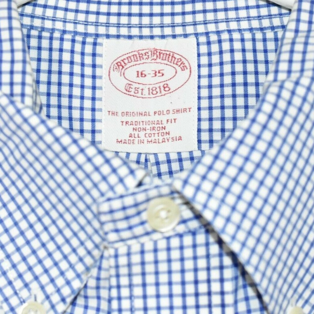 Brooks Brothers 16 - 35 Blue Check Dress Shirt